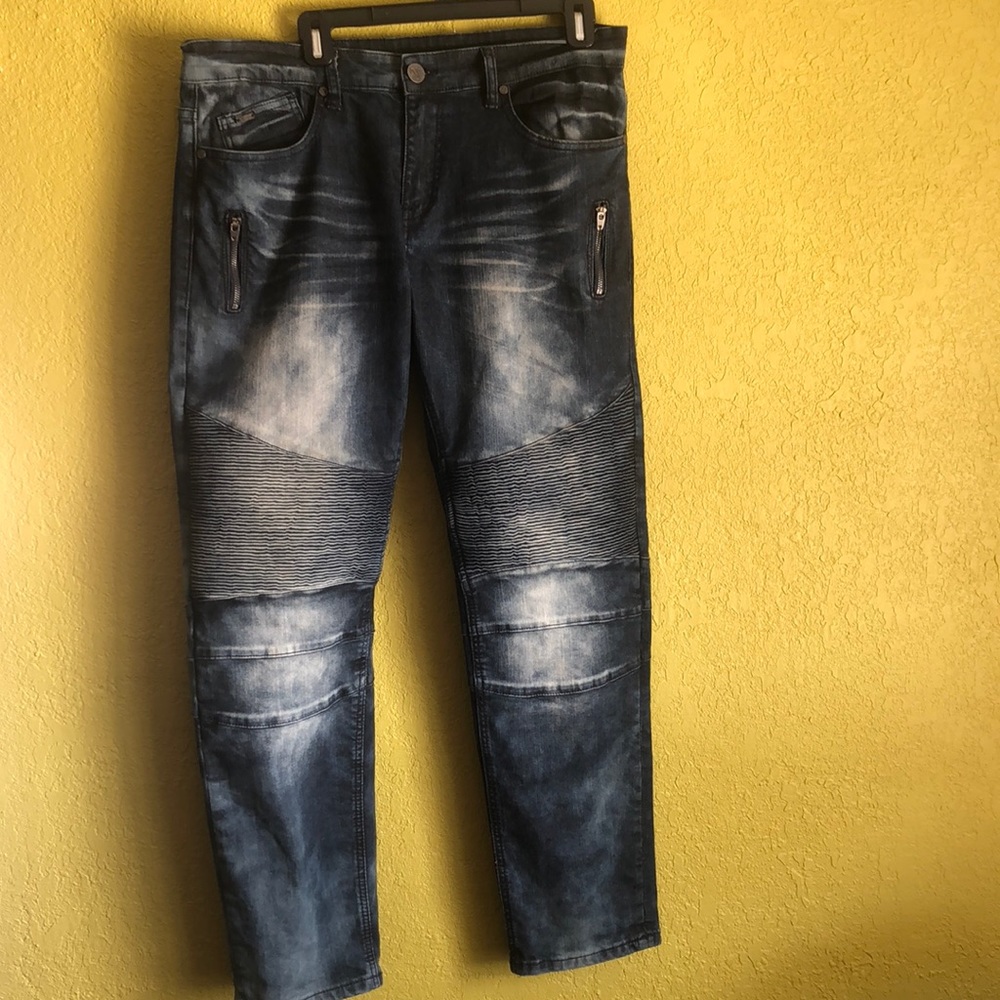 Blue distressed Versace denim